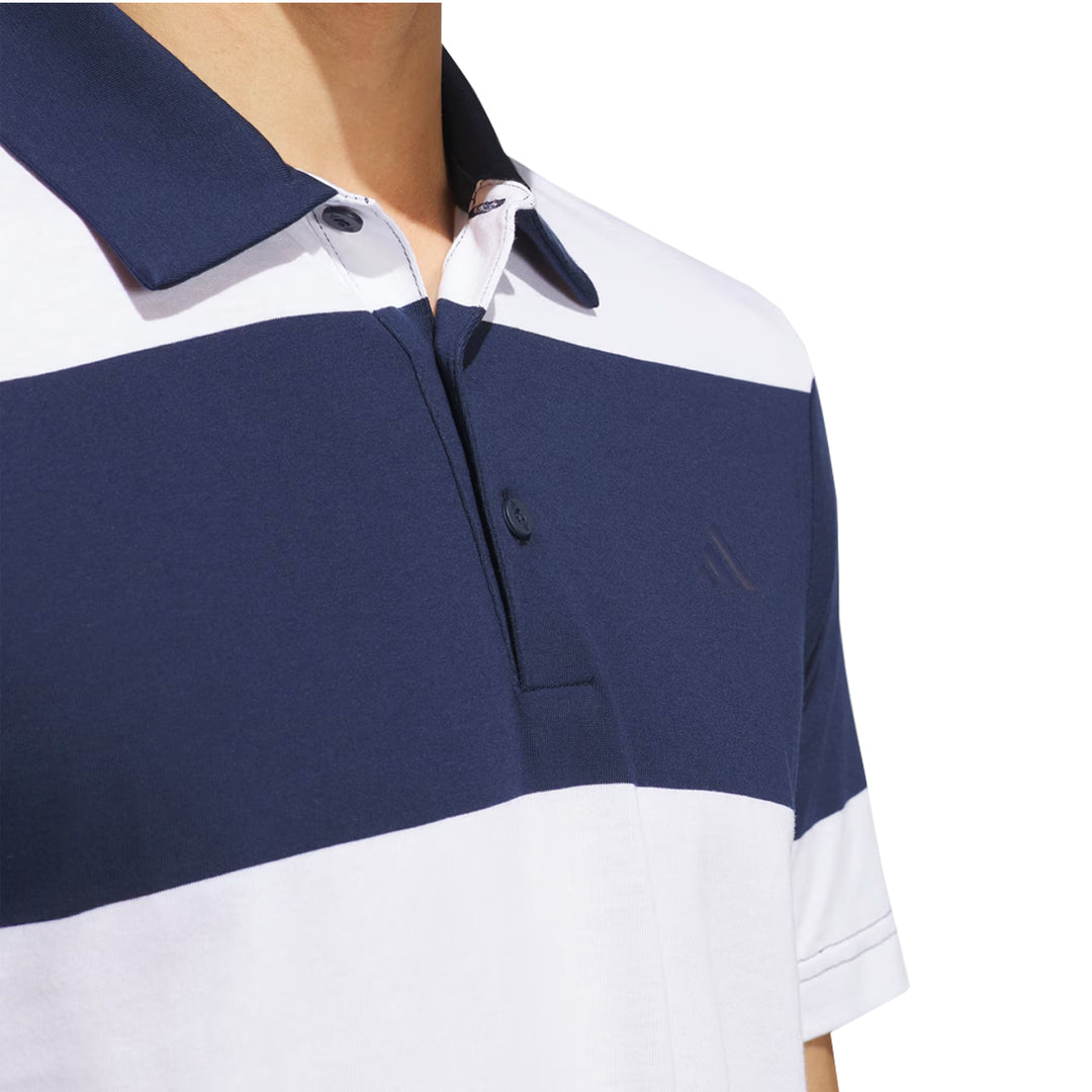 Adidas Colorblock Rugby Stripe Polo Golf Shirt