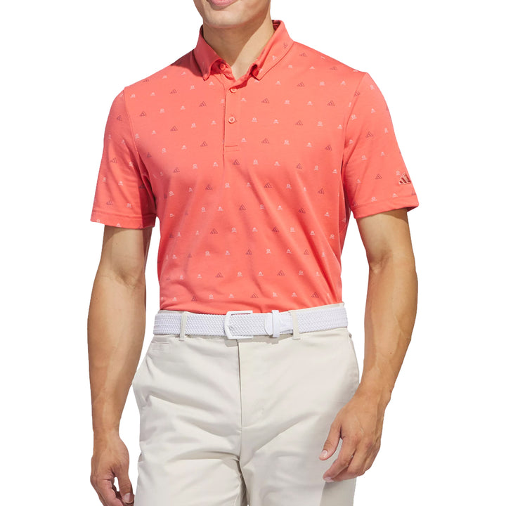 Adidas Go-To Mini-Crest Print Polo Golf Shirt