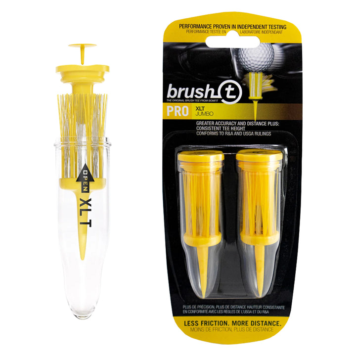 Brush T 3 1/8"  XLT Friction Reducing Bristle Golf Tees (6Pk) - Yellow