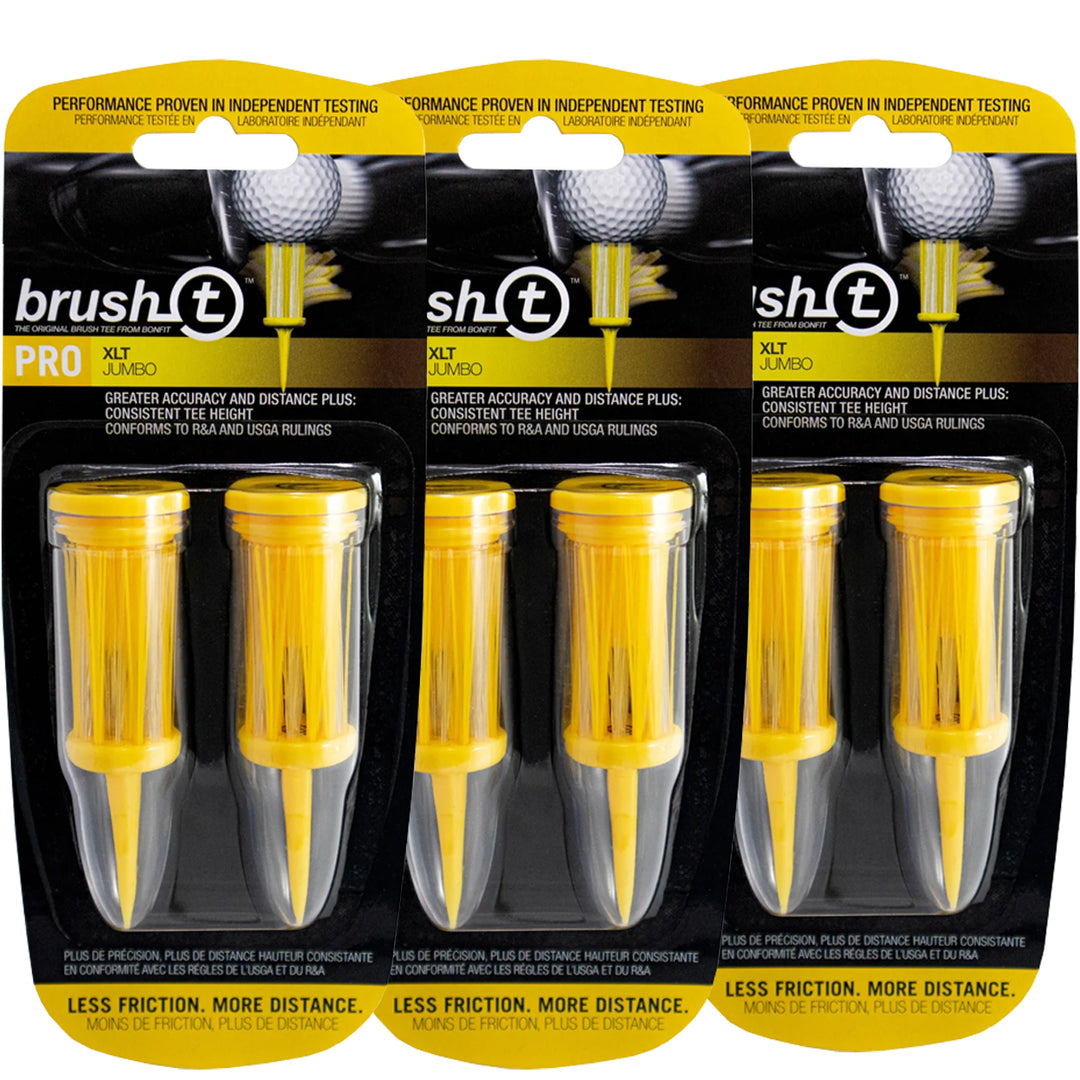 Brush T 3 1/8"  XLT Friction Reducing Bristle Golf Tees (6Pk) - Yellow