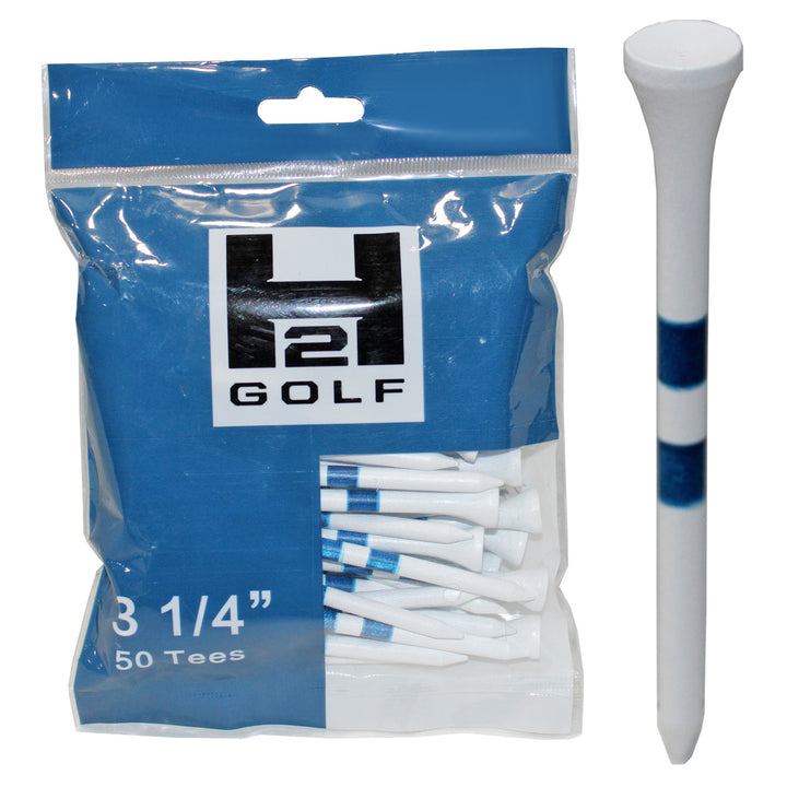 H2 3 1/4" Performance Wooden Golf Tees (50 count) - White/Blue