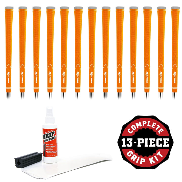 Karma Neion II Orange Golf Club Grip Kit (13 Grips, Solvent & Double Sided Tape)