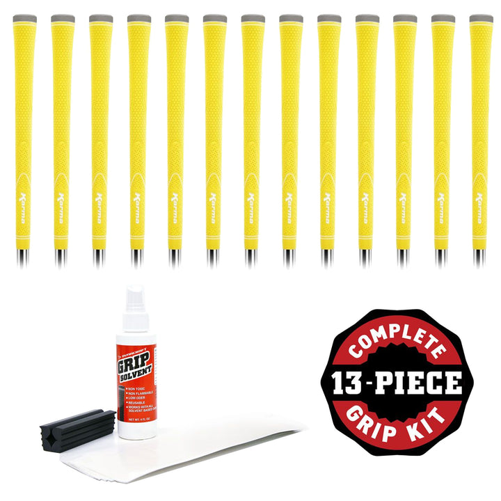 Karma Neion II Yellow Golf Club Grip Kit (13 Grips, Solvent & Double Sided Tape)