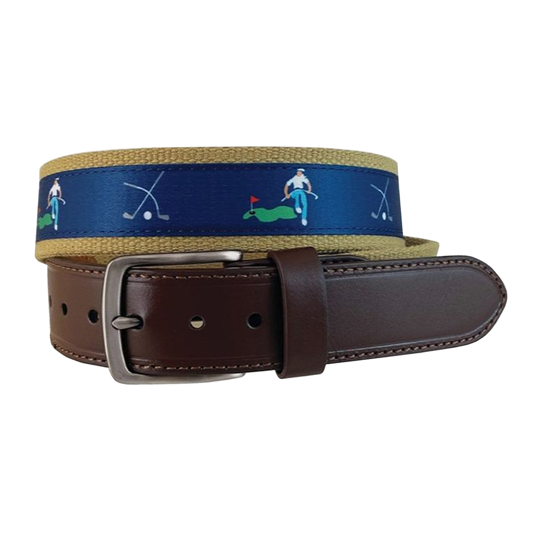 Pebble Beach Men's Bent Club Print Golf Belt