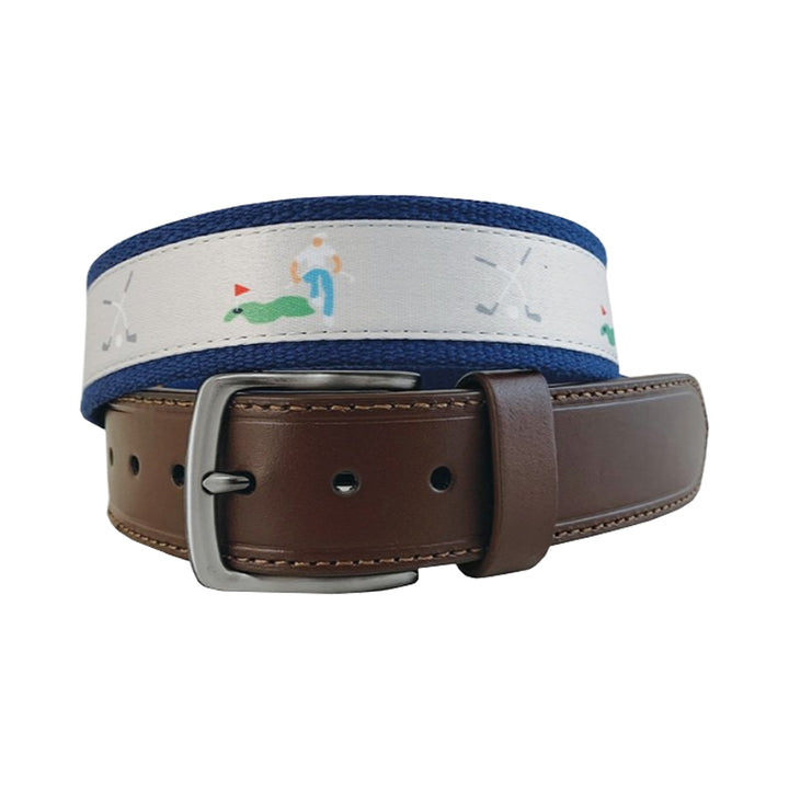 Pebble Beach Men's Bent Club Print Golf Belt