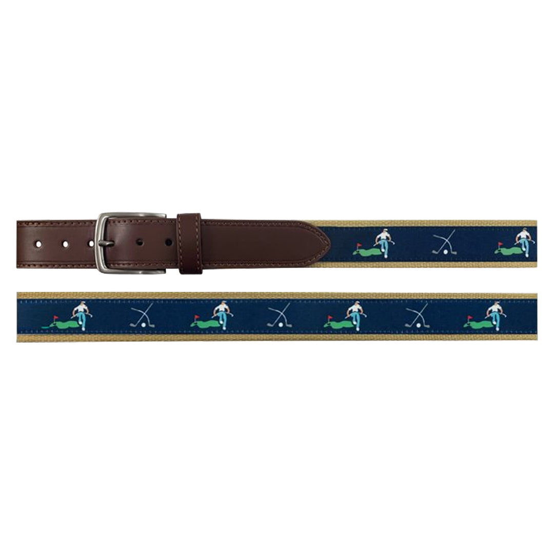 Pebble Beach Men's Bent Club Print Golf Belt